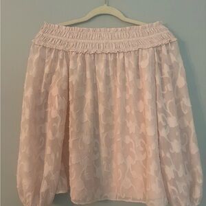 White House Black Market Light Pink Off-Shoulder Blouse